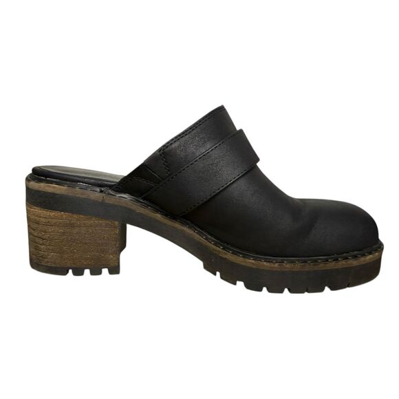 Crown Vintage Women’s 7 Janis Slip On Clogs Black Heeled Buckle Y2K Hipster - Picture 7 of 11